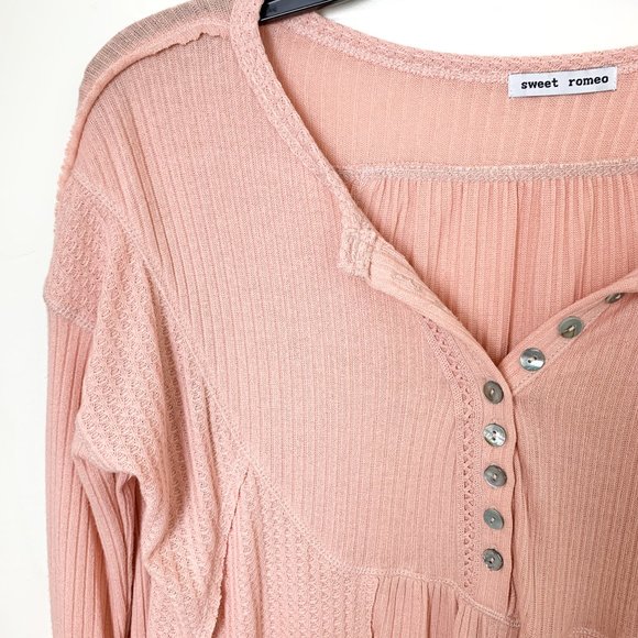 NEW Sweet Romeo pink long sleeve swing henley small - Picture 2 of 7